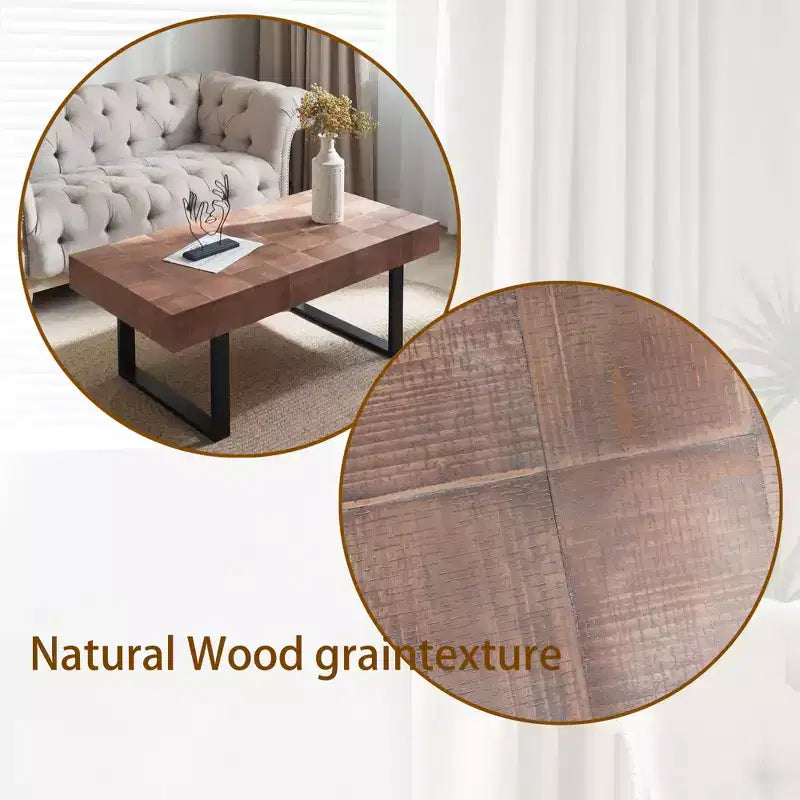 Industrial Wooden Coffee Table with Metal Legs