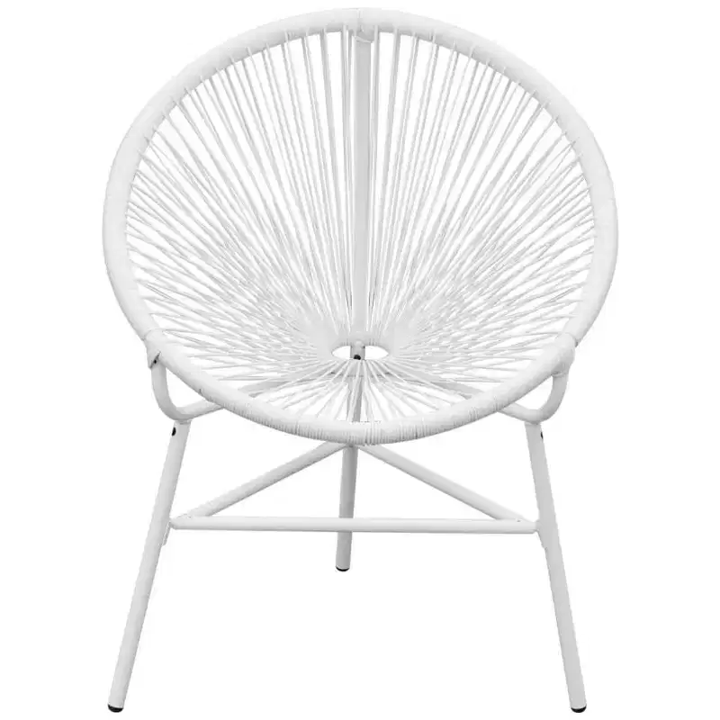 vidaXL Garden Chair White PE Rattan, Powder-Coated Steel Medium Tough