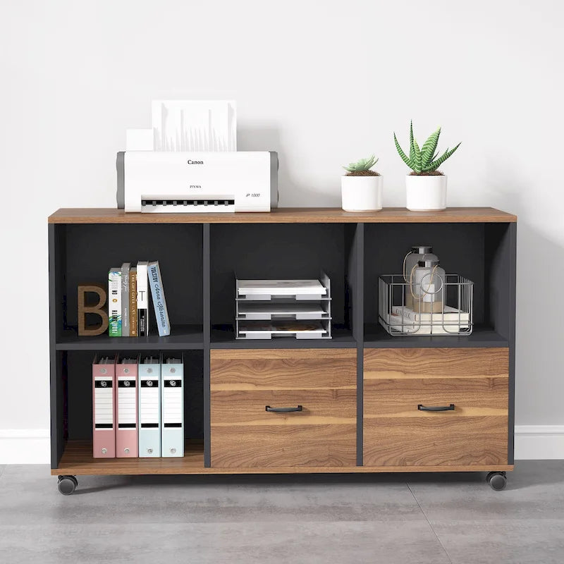 2 Drawers Lateral File Cabinets 43 inches Mobile Filing Cabinet Printer Stand Office Cabinet