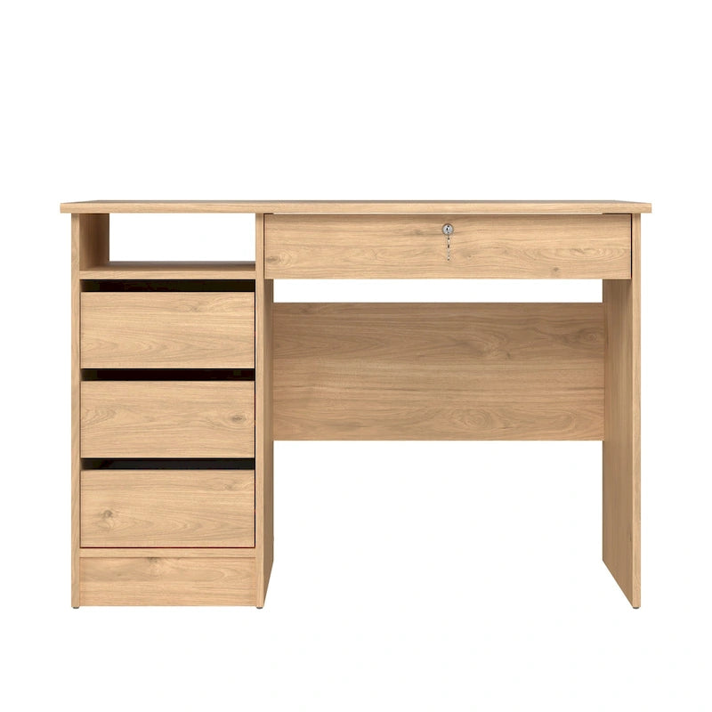 Home Office Writing Desk with 4 Drawers and Open Shelf