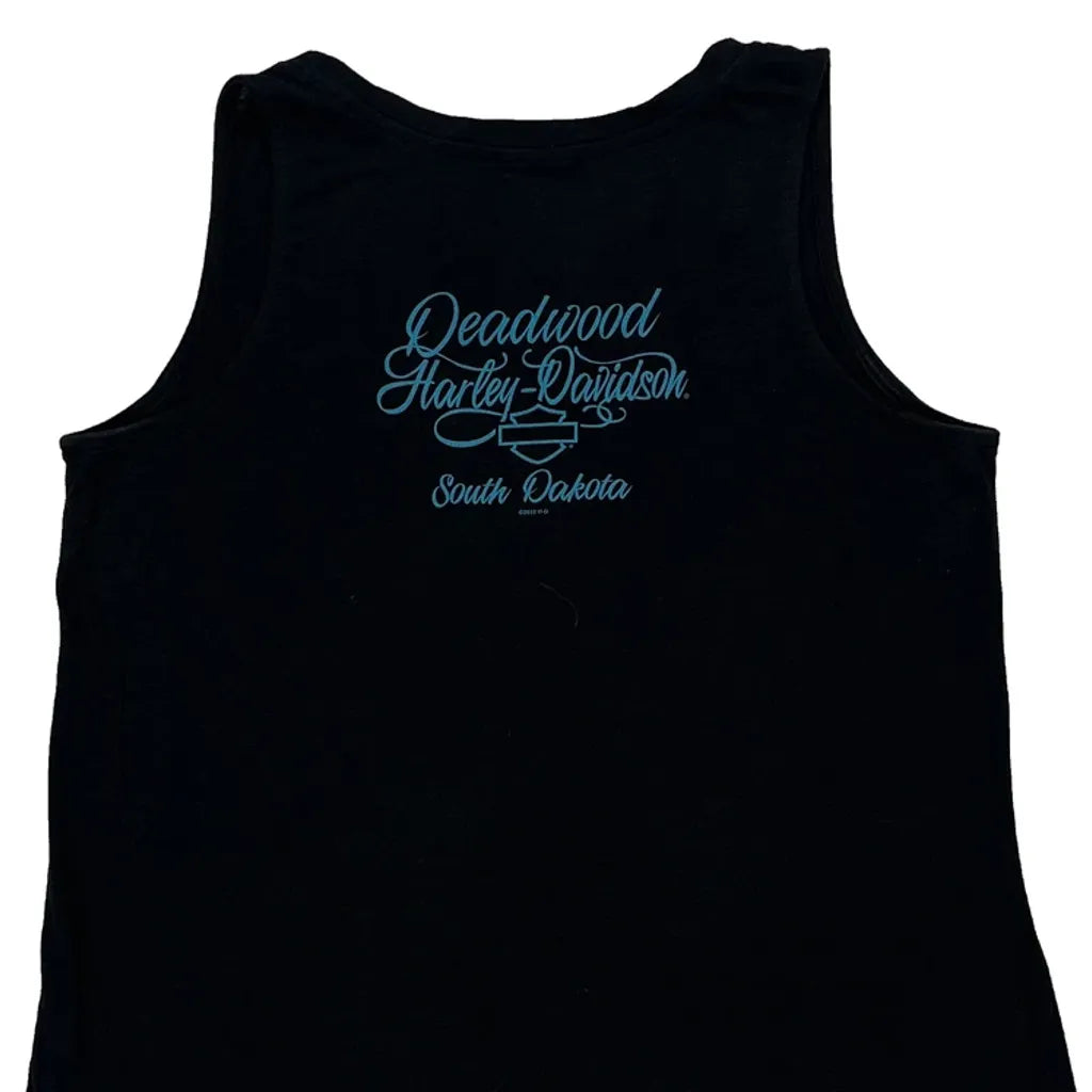 Women's Sleeveless Graphic Print Cotton Vest in Black Medium