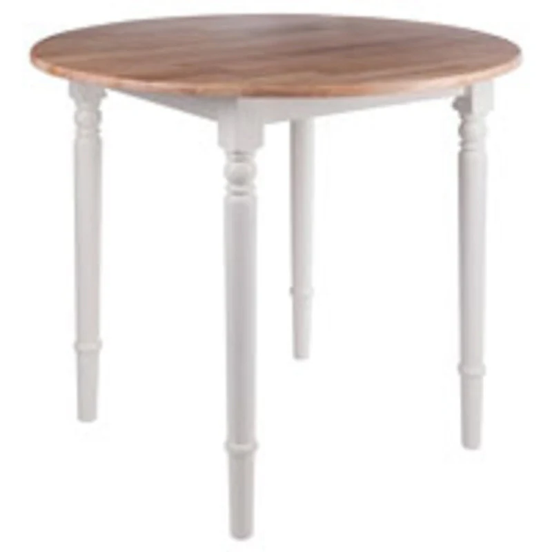 Round Drop Leaf Dining Table with Turned Legs