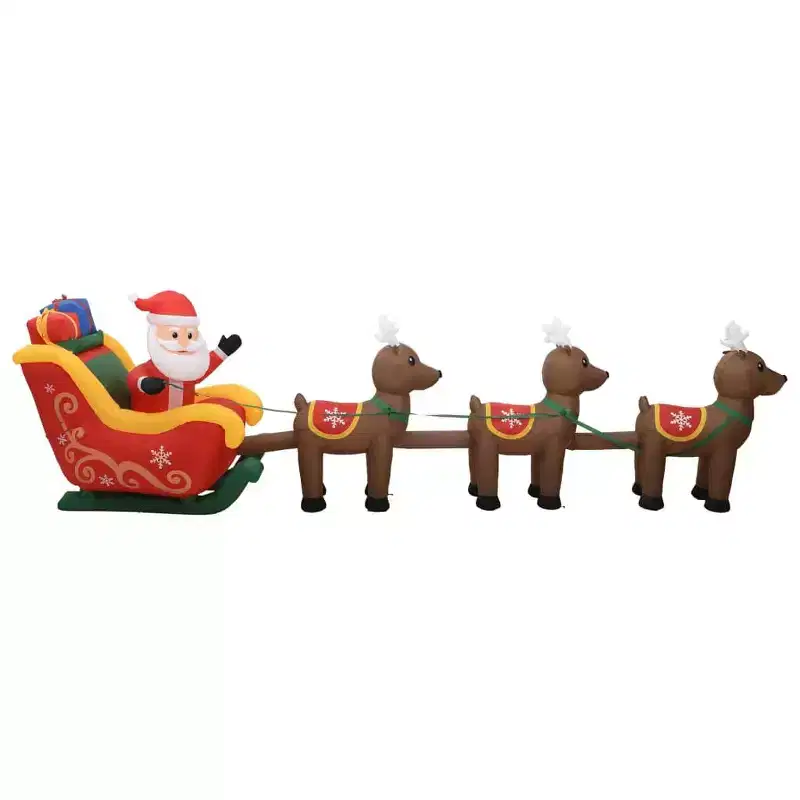 vidaXL Santa Reindeer Sleigh Multicolor Fabric Large