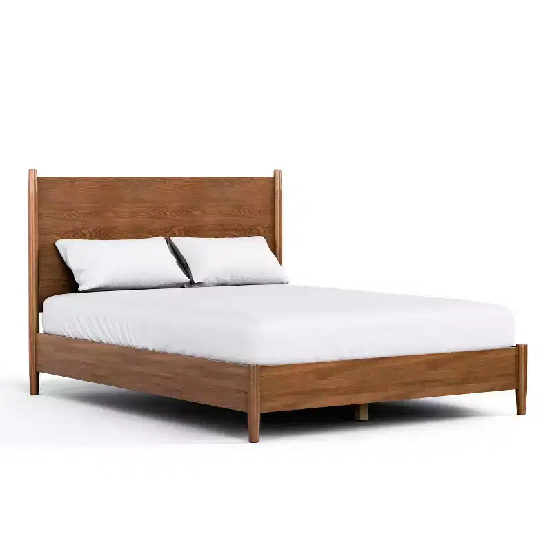 HOMES: Inside + Out 3pc Full Riverstone Mid-Century Modern Bedroom Set with 2 Nightstands Walnut