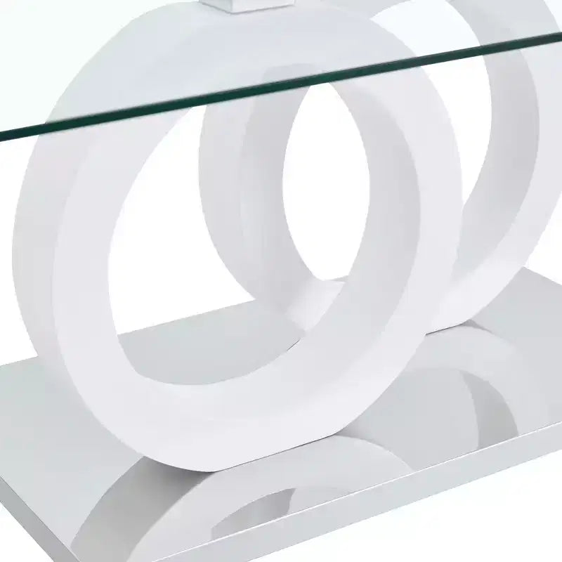 Ring-Base Glass Coffee Table with MDF Base