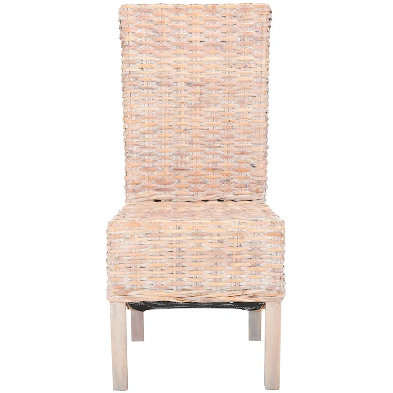 Set of 2 Natural Wicker Dining Chairs 19W x 22D x 41H, Boho Coastal Style