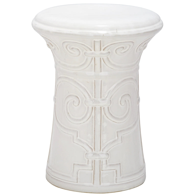 SAFAVIEH Paradise Nafiye Zoe White Ceramic Decorative Garden Stool
