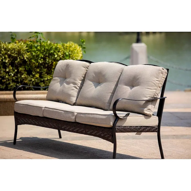 Outdoor Iron 3 Seater Sofa with Cushions for Patio