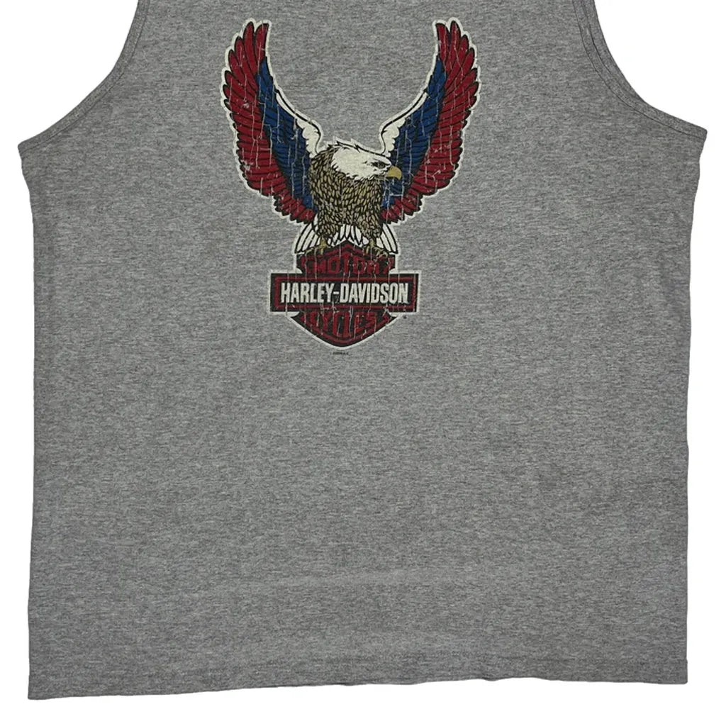 Men's Eagle Graphic Sleeveless Vest Large Grey Cotton Casual Tank Top