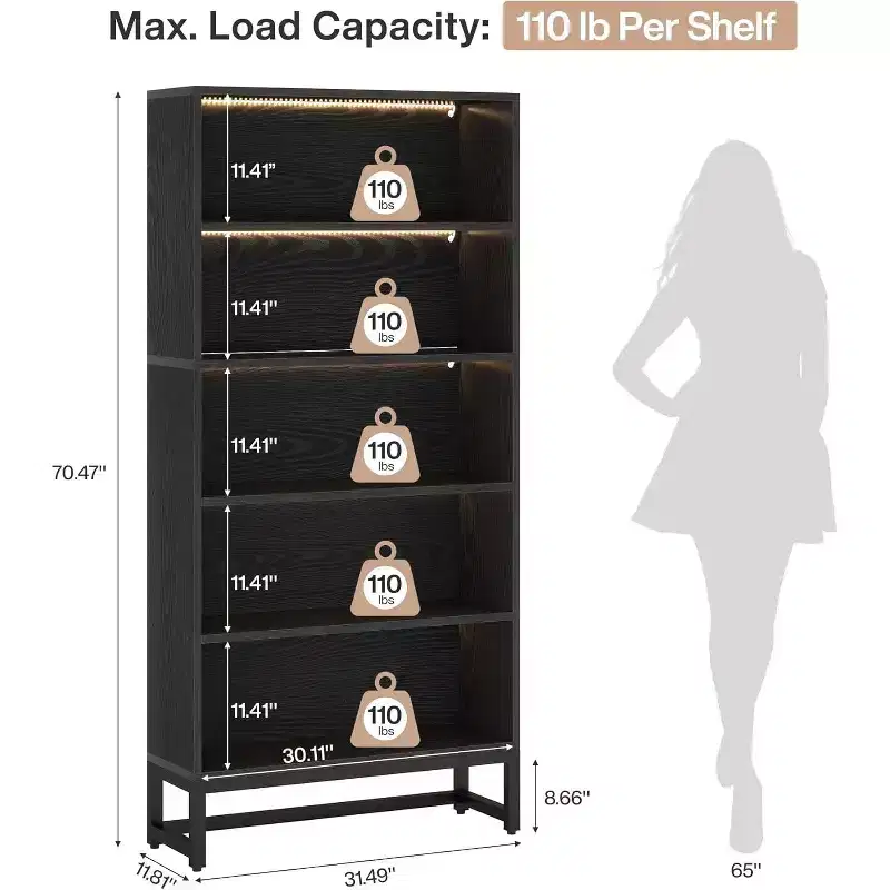 Lantine 70.8 Tall 5-tier Freestanding Bookshelf