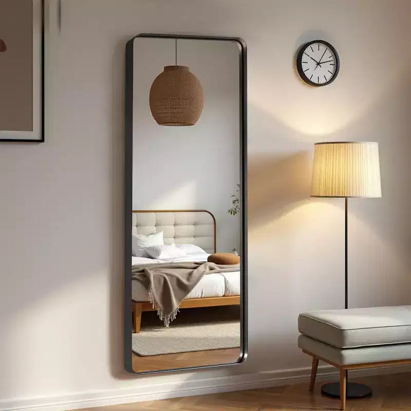 Full Length Mirror Wall-Mounted Mirror with Aluminum Alloy Frame Rounded Corner Full Body Mirror for Bathroom Bedroom Living Room Entryway