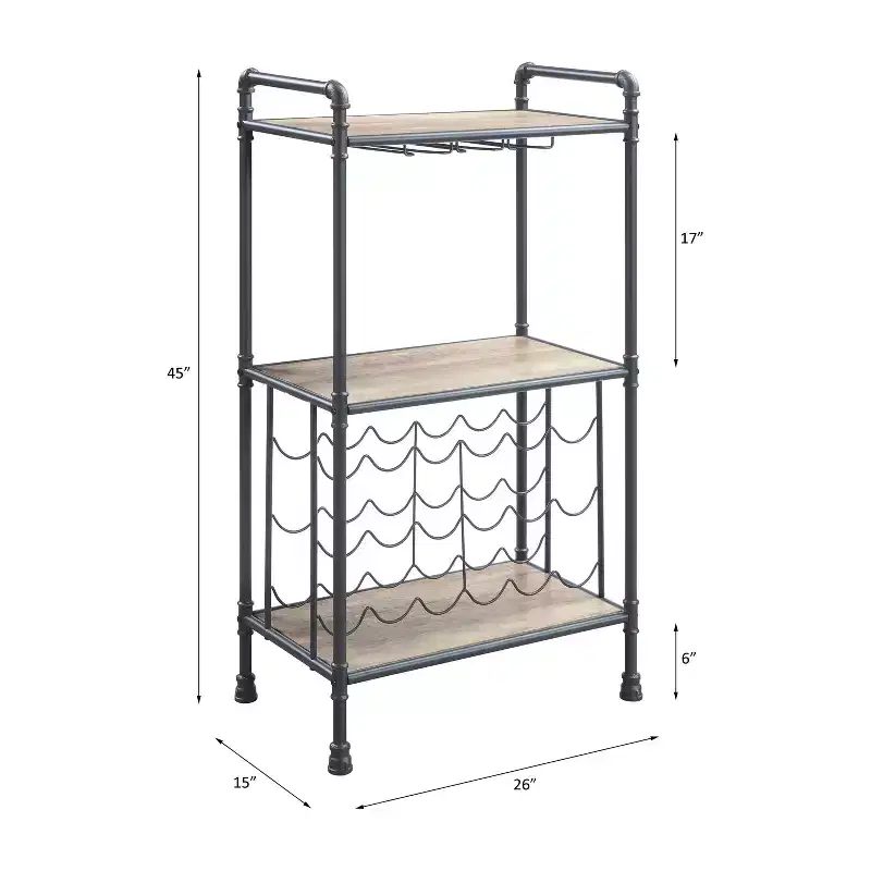 26 Brantley Wine Rack Antique Oak and Sandy Gray Finish - Acme Furniture