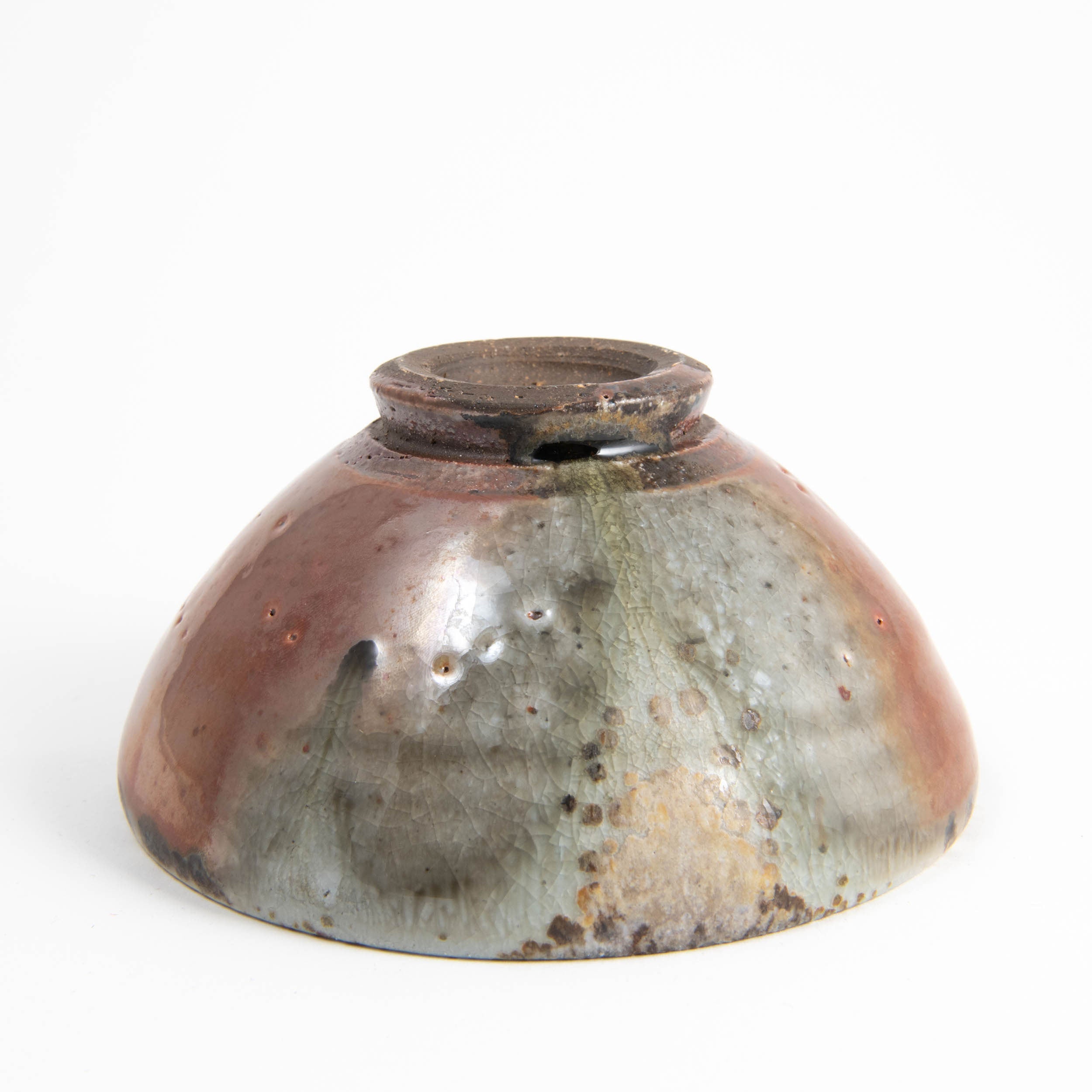 Red Shino Small Footed Bowl