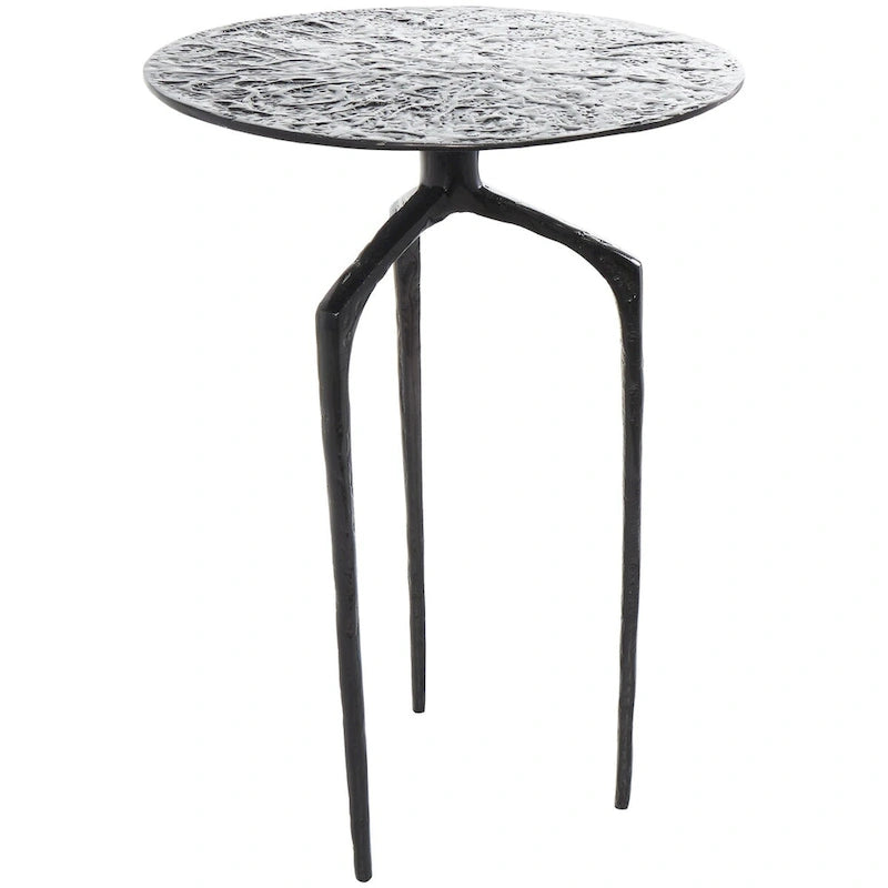 Aluminum Metal Geometric Slim Textured Side End Accent Table