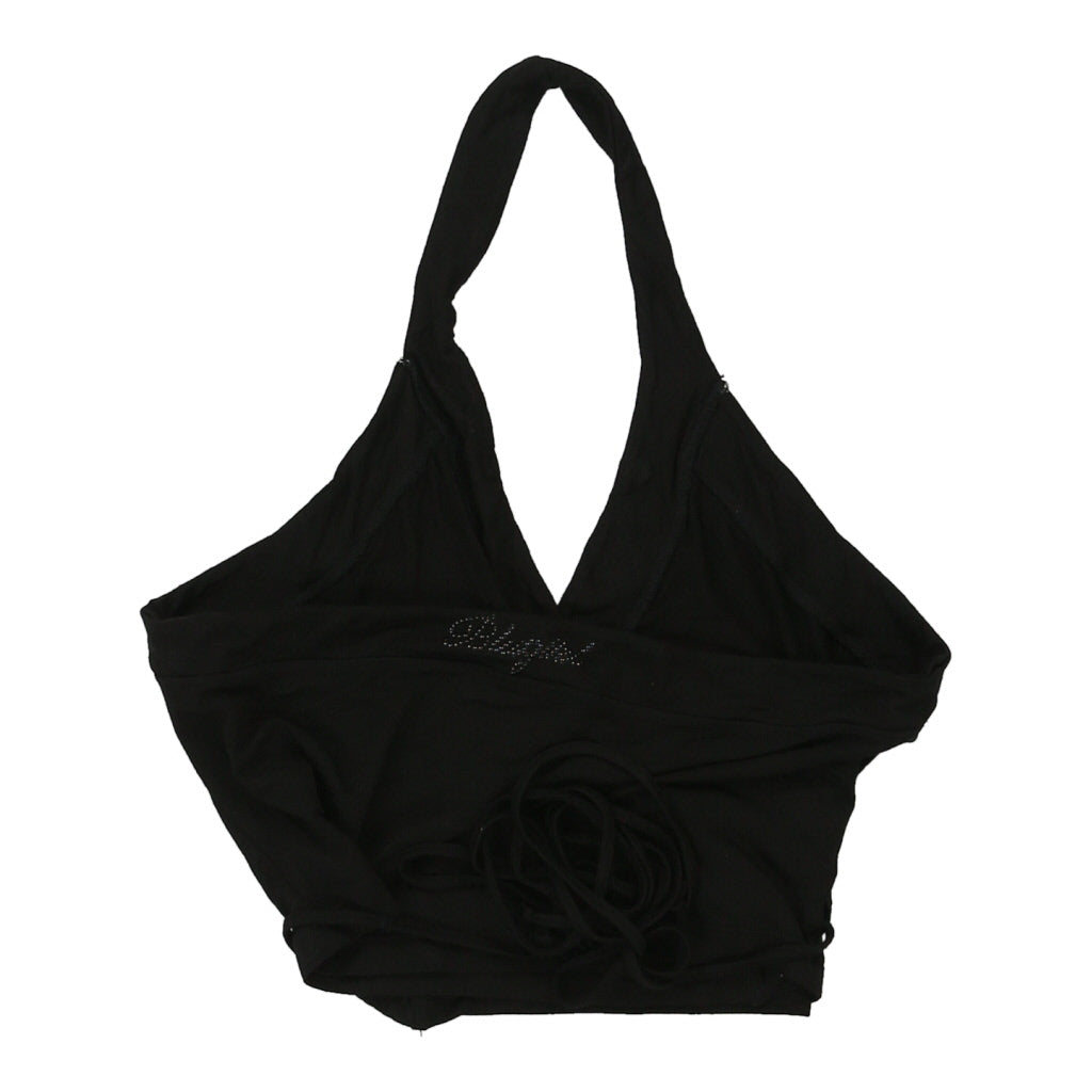 Halterneck Top - Small Black Cotton Blend