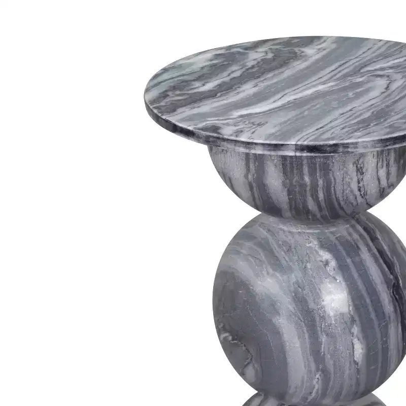 JONATHAN Y Aura 19 Modern Natural Marble Handmade Stacked Round Pedestal End Table