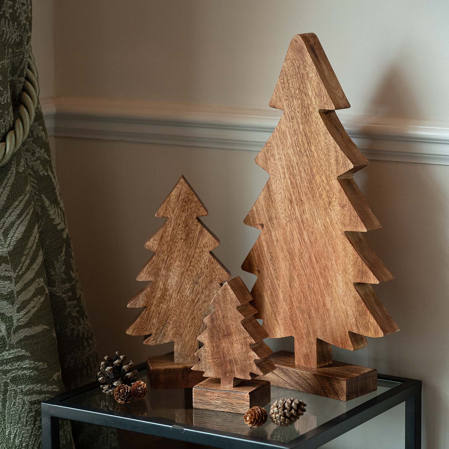 Carved Mango Wood Christmas Tree, Small
