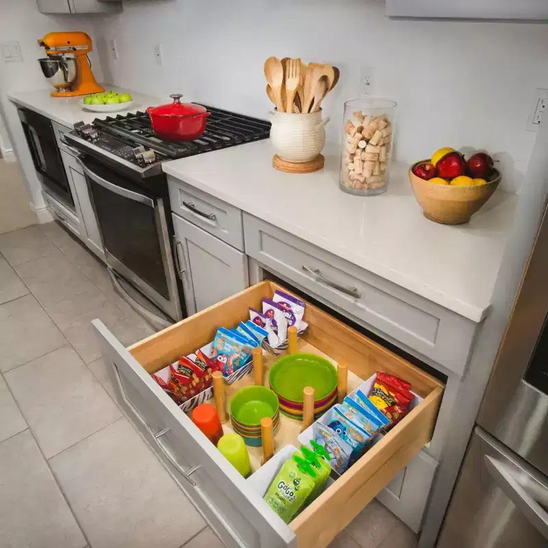Rev-A-Shelf Pegboard Drawer Divider Organizer, Trim to Fit Wooden Kitchen Cabinet Storage Utensil, Pots & Dish Rack