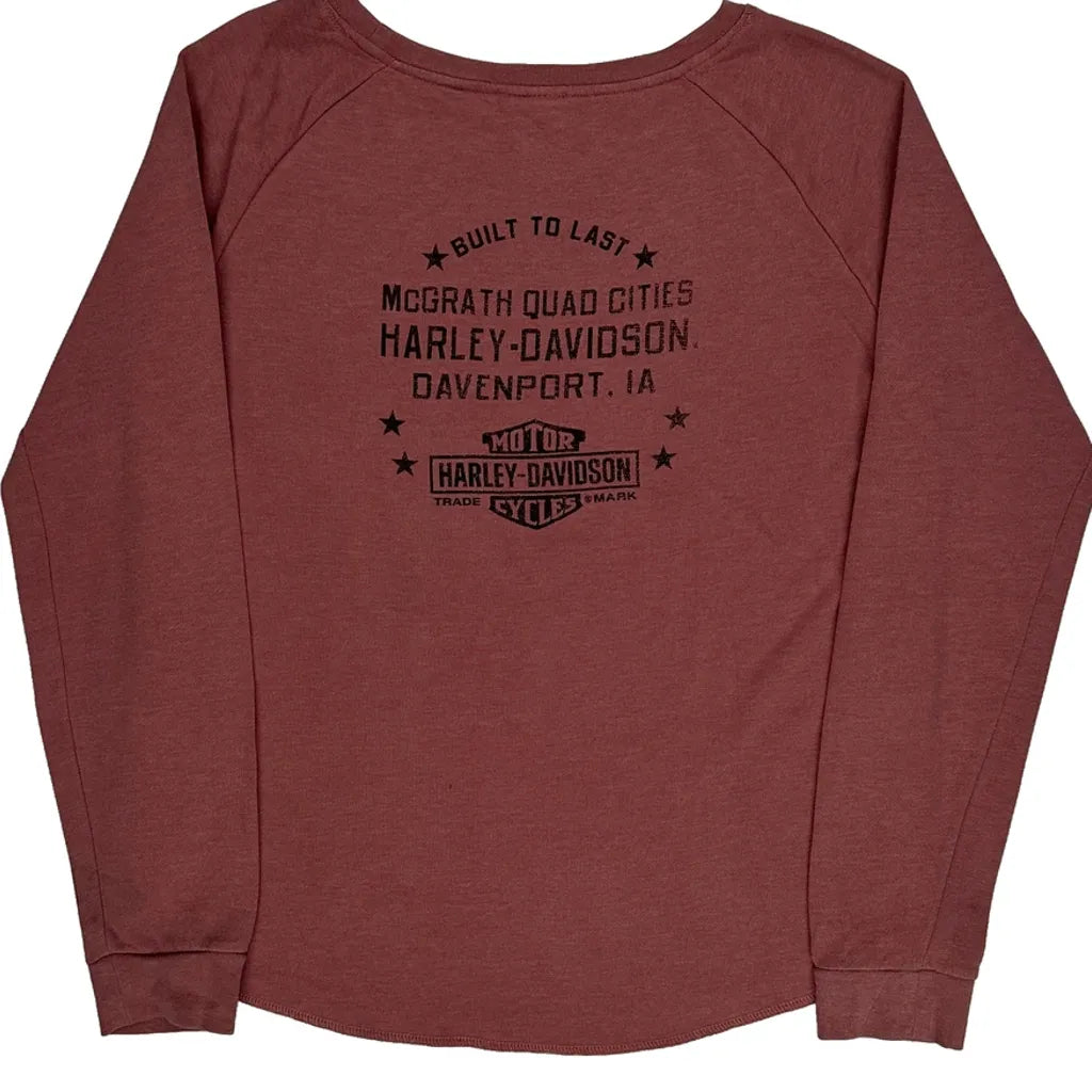 Graphic Long Sleeve T-Shirt Women's Regular Fit Round Neck Red Cotton Blend