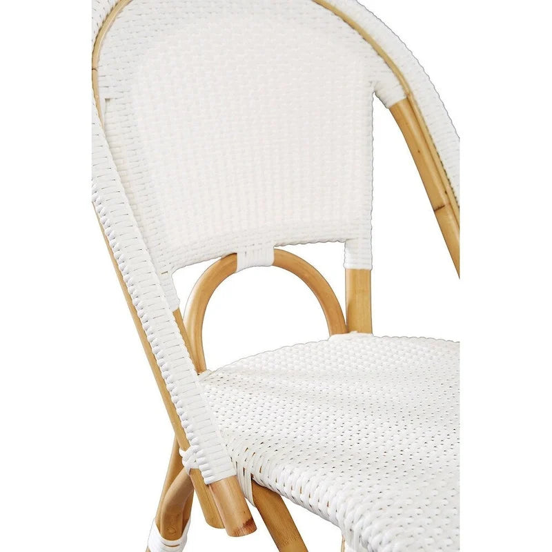 Rattan Dining Chair in White, Set of 2