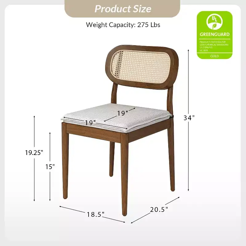 Hartmut Modern Ratten Dining Chair Set of 2 with Solid Wood Legs ART OF LIVING DESIGNS