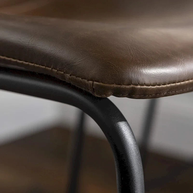 Faux Leather Counter Height Bar Stool with Iron Frame, 30 Inch