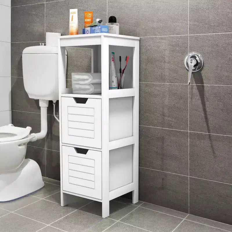 Costway Bathroom Wooden Floor Cabinet Multifunction Storage Rack Stand Organizer Bedroom