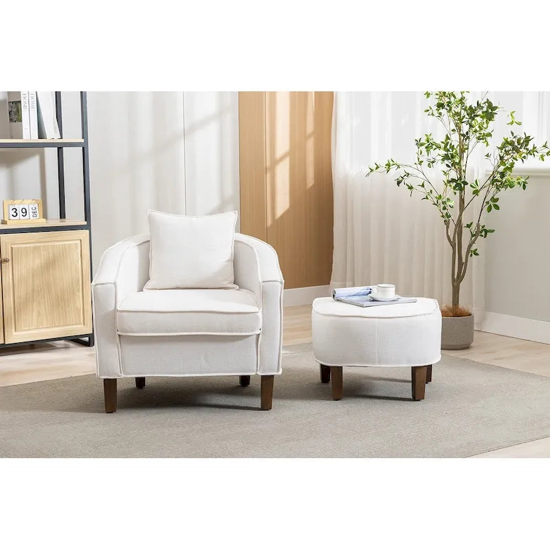Mid-Century Modern Club Accent Chair with Tufted Back and Round Arms