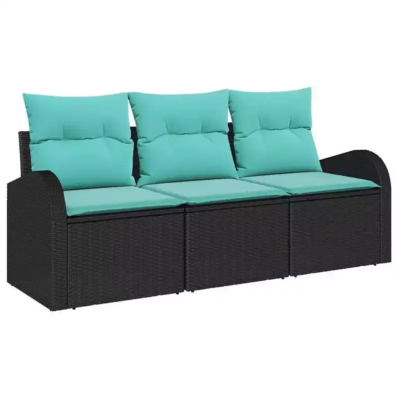vidaXL Garden Sofa Set with Cushion 3 pcs Brown Poly rattan