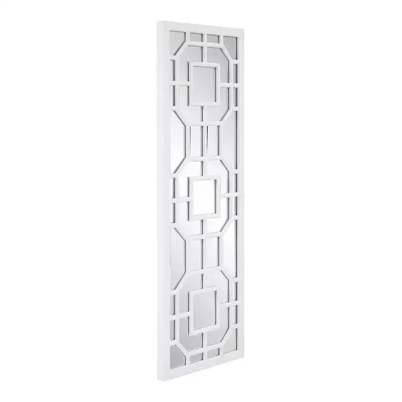 Howard Elliott 46.5"x15.75" Framed Aldrich Mirror Matte White: Modern Style, MDF & Glass, Wall Mount