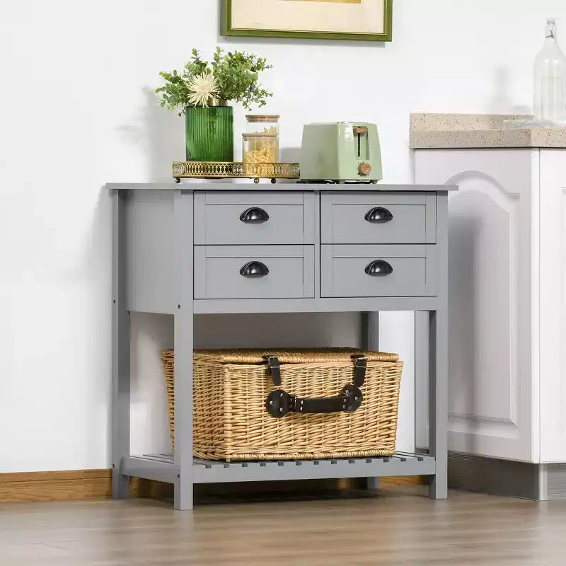 Sideboard Buffet Cabinet with 4 Drawers & Slatted Bottom Shelf 鈥?31.5W, MDF