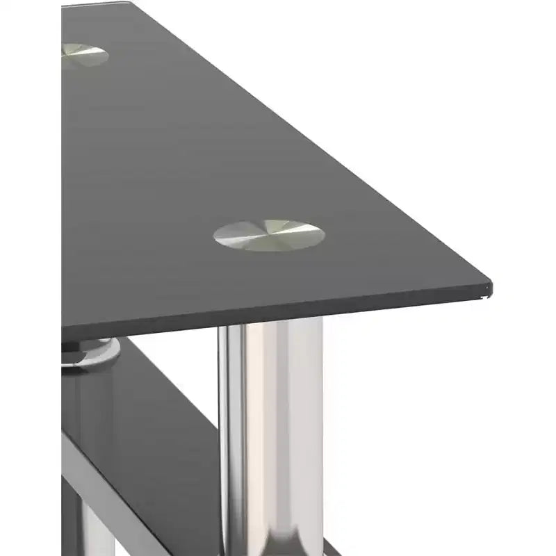 Modern 2-Tier Square Coffee Table with Tempered Glass Top