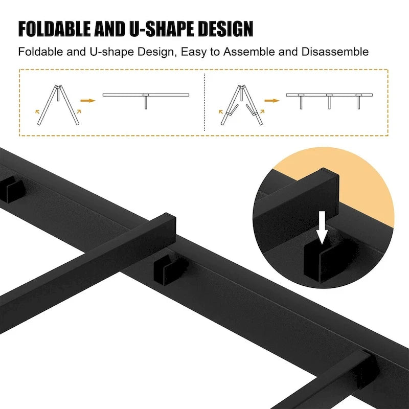 Bed Frame with Headboard and Footboard - Heavy Duty Steel Platform Bed, No Box Spring Needed
