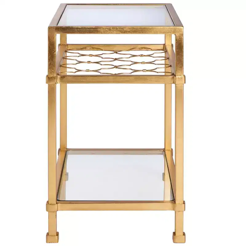 Hanzel Gold Leaf Glass Side Table - AMH8312 - Safavieh Couture