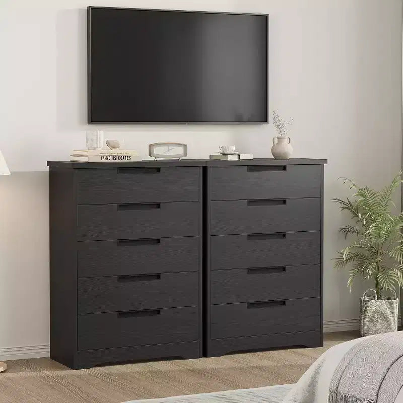 5-Drawer Wooden Dresser, Chest of Drawers for Bedroom & Living Room