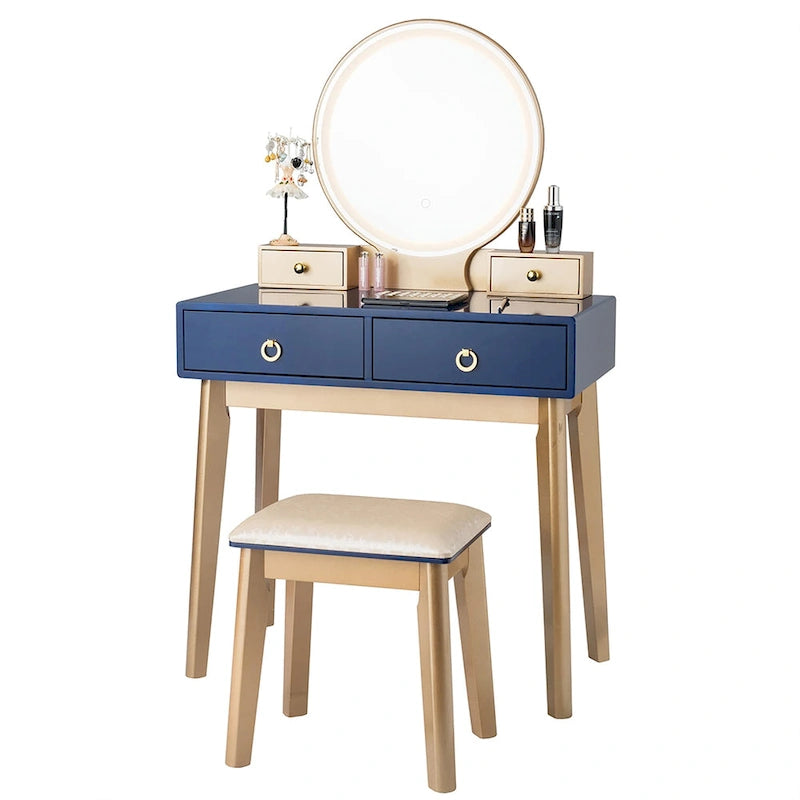 Vanity Makeup Dressing Table with Touch Screen Dimming Mirror