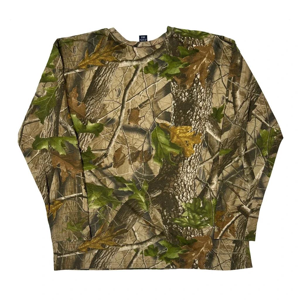 Camo Long Sleeve T-Shirt Men Regular Fit Crew Neck Cotton Blend