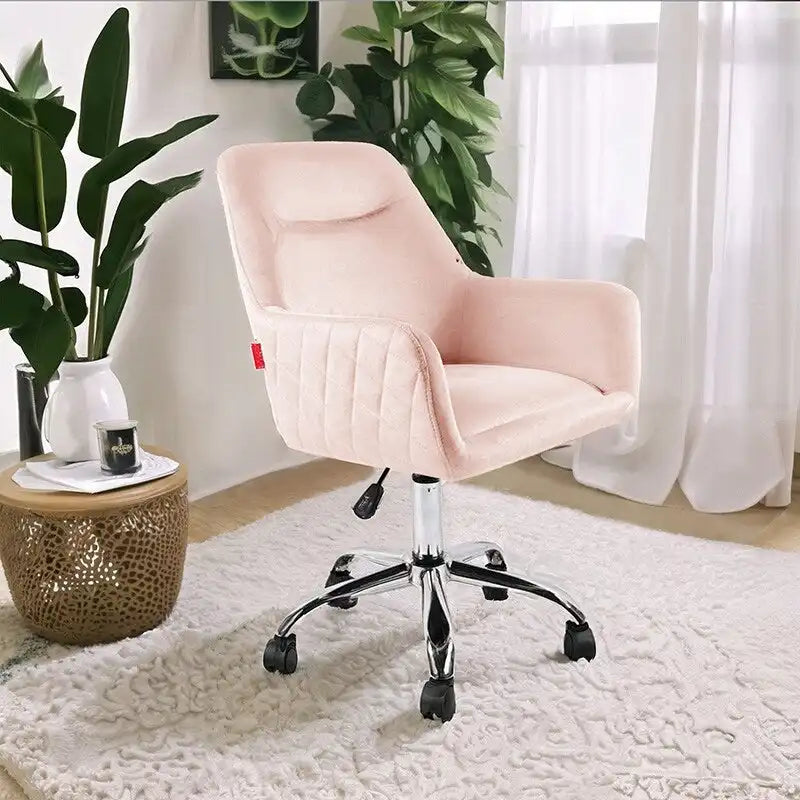 Accent Chair Swivel Vanity Chair Office Desk Chair With Wheels Modern Height Adjustable Pink/Grey/White