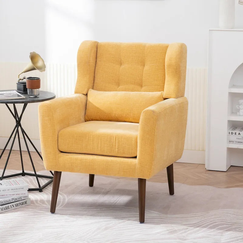 Mid-Century Modern Accent Chair with Waist Cushion