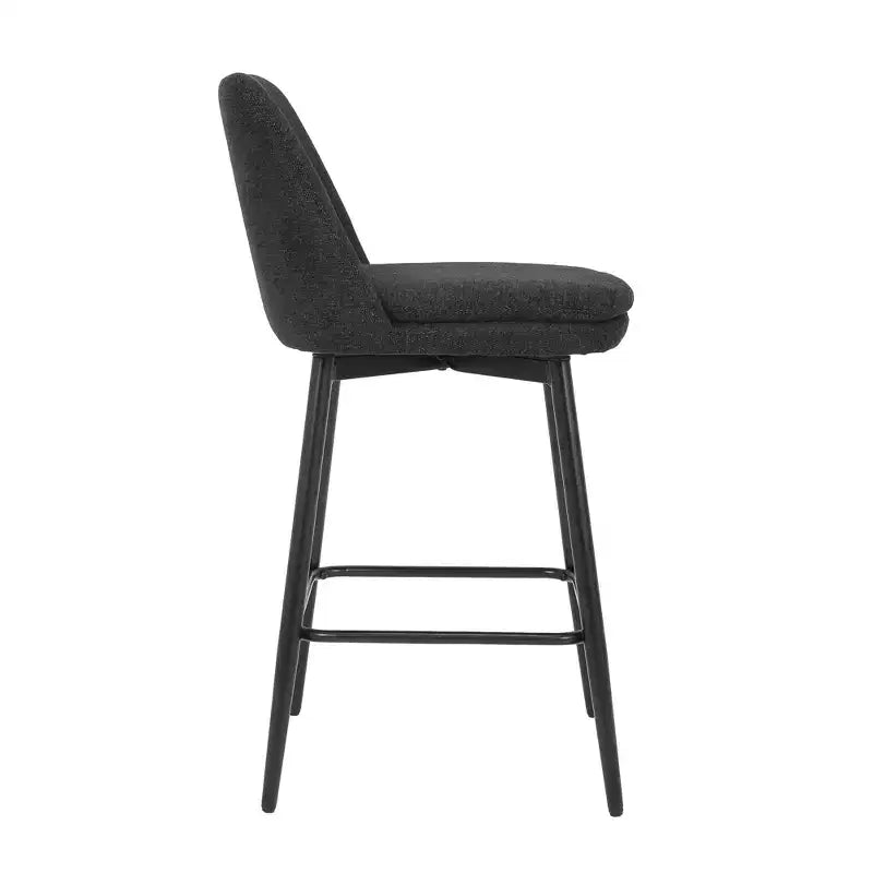 Counter Height Swivel Bar Stool, Linen & Matte Black