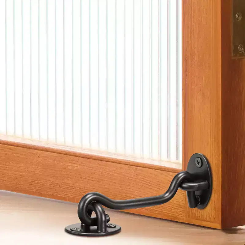 VEVOR Hook and Eye Gate Latch, 2 Pack Barn Door Latch Hook with Mounting Screws, Stainless Steel Hook and Eye Latch, Hook Lock, Black
