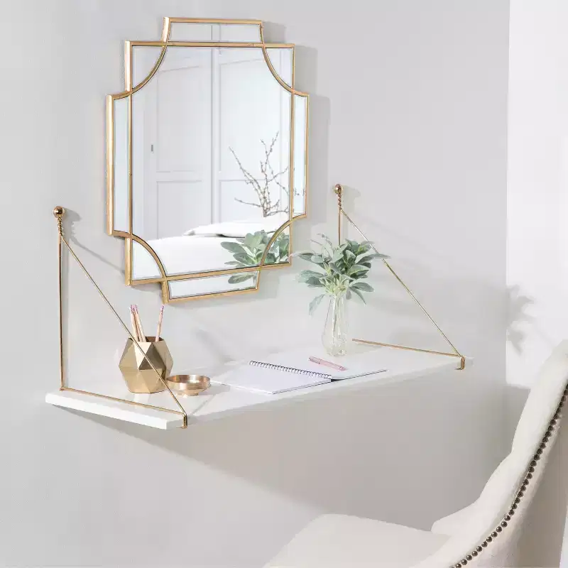 Kate and Laurel Vista Wall Mounted Wooden Desk Shelf