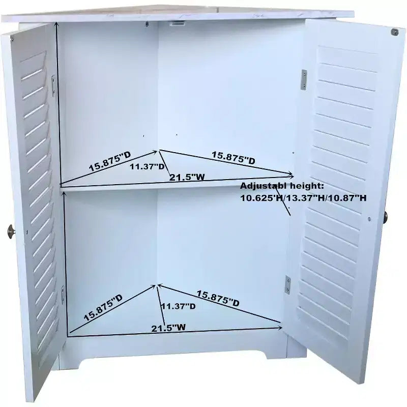Kings Brand Furniture - Decatur Bathroom Corner Floor Storage Cabinet, White