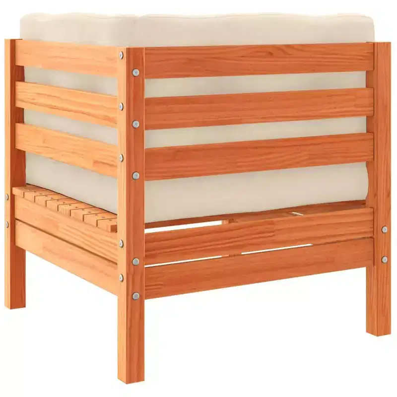 vidaXL Garden Sofa Set Wax brown Solid pine wood, Oxford fabric Large