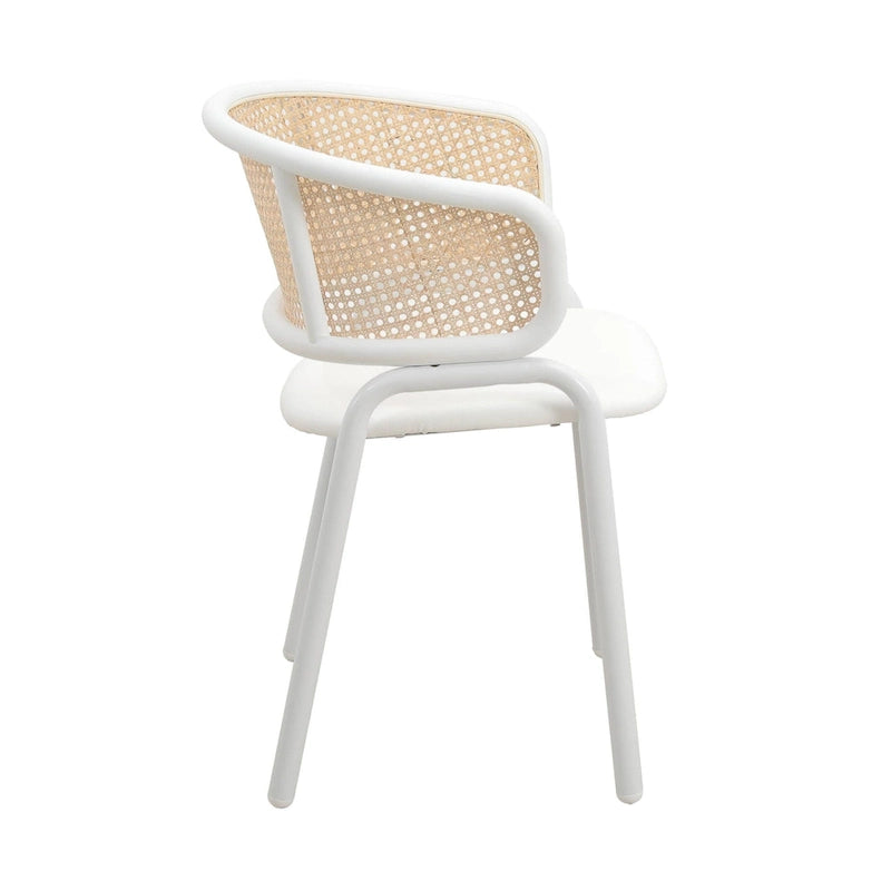 Modern Stylish Dining Arm Chair with Rattan Back and Steel Legs