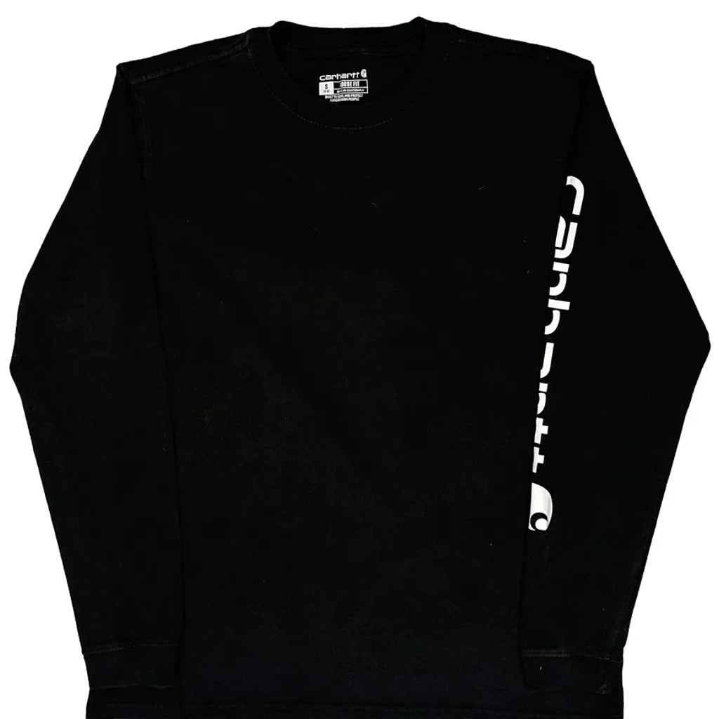 Women's Long Sleeve Crew Neck T-Shirt Black Cotton Regular Fit