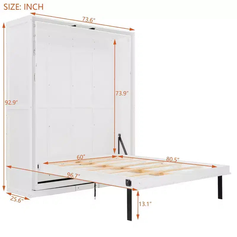 Queen Size Murphy Bed with Rotatable Storage Shelves