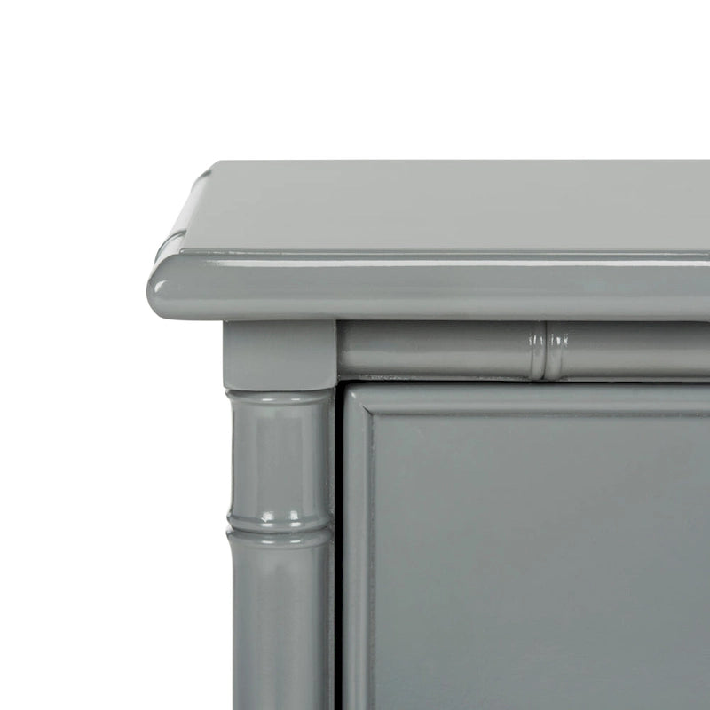 Modern Coastal 3-Drawer Nightstand with Bamboo-Style Frame & Gold Pulls