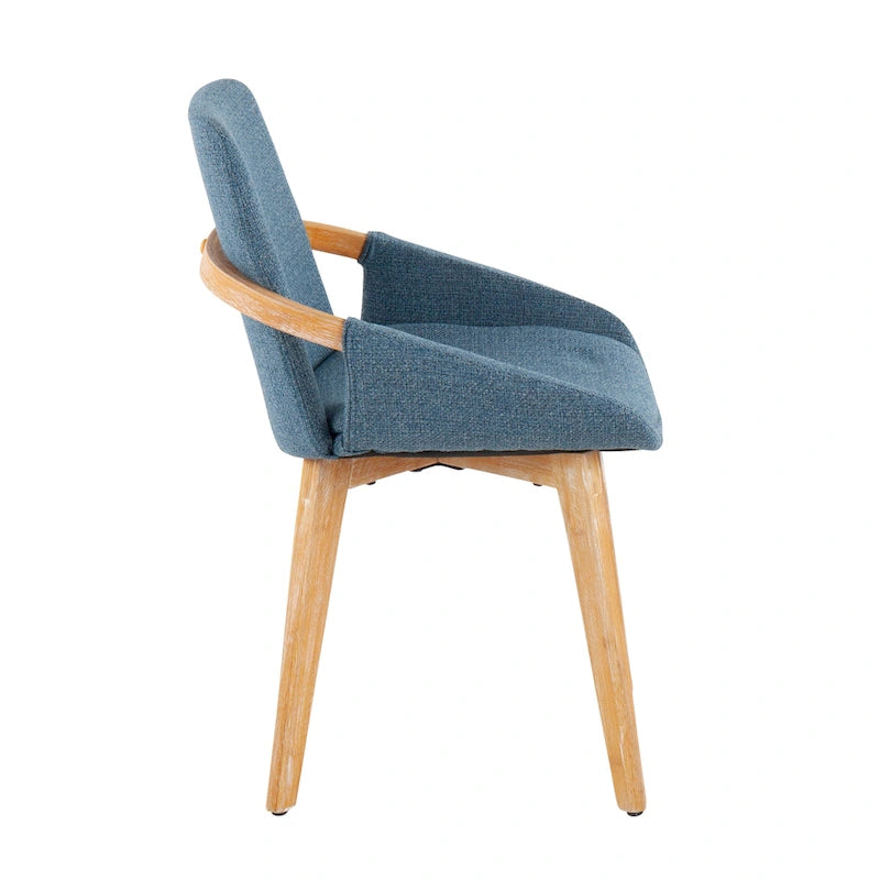 Mid-Century Upholstered Dining Chair with Natural Wood Arms and Legs