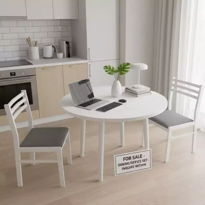 Homy Casa 3-Piece Drop-Leaf Dining Table Set with 2 Chairs  Space-Saving Kitchen Furniture